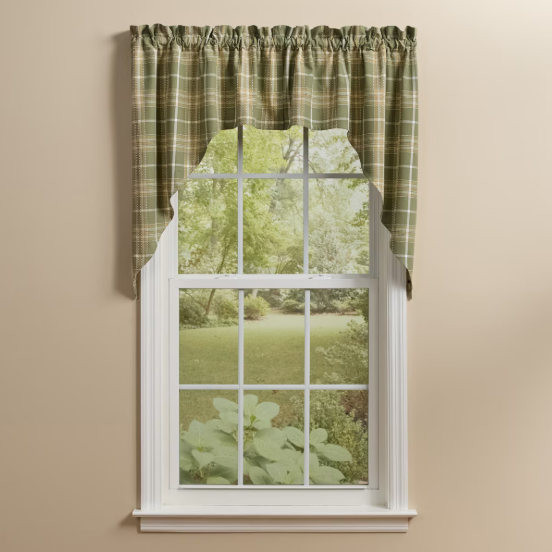 Blossom Grove Woven Plaid Swag Curtains, 72" x 36"