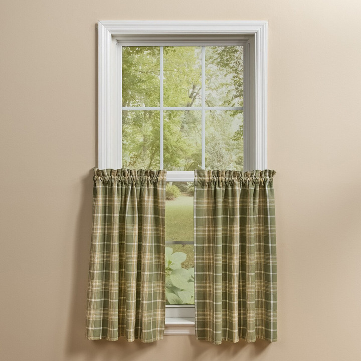 Blossom Grove Woven Plaid Curtain Tiers, 72" x 36"