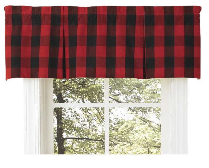 Buffalo Check Red and Black Lined Pleat Valance
