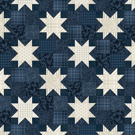 American Valor Patriotic Quilt Stars Navy Cotton Fabric
