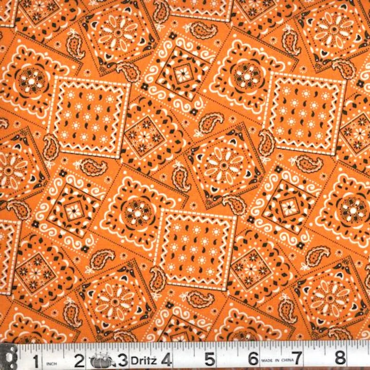 Orange Blazin' Bandana Paisley Cotton Fabric