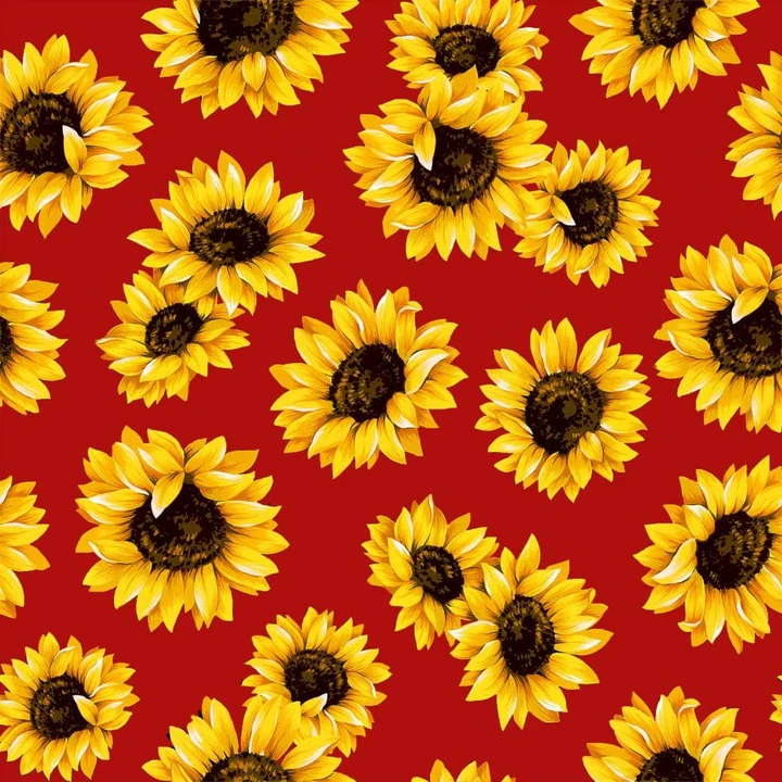 Sunflower Dance Poppy Red Sunflower Cotton Fabric