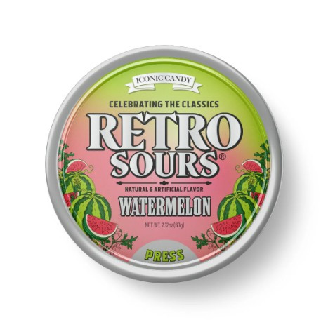 Iconic Candy Retro Sours Hard Candy Tin - WATERMELON