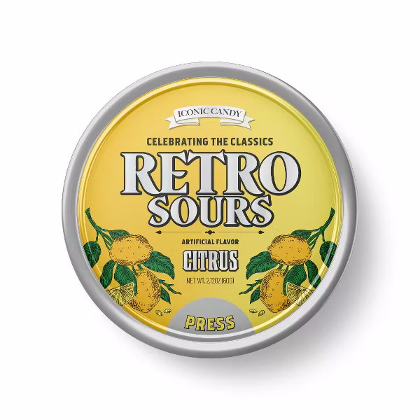 Iconic Candy Retro Sours Hard Candy Tin - CITRUS
