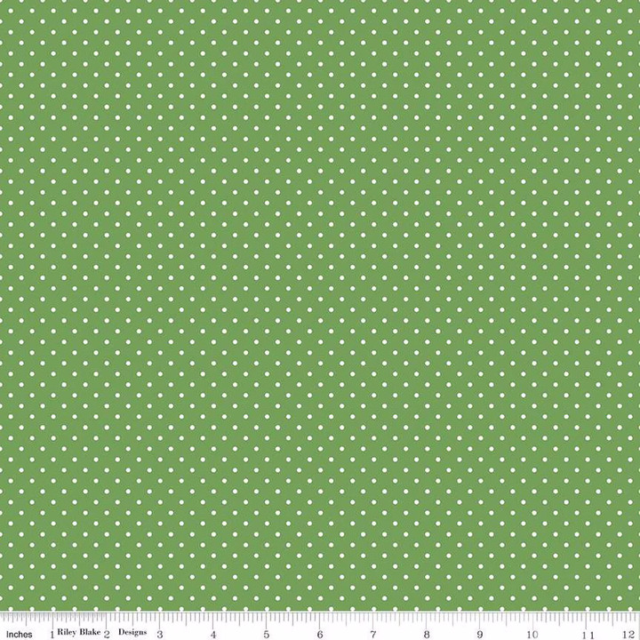 Clover Green Swiss Dot Cotton Fabric