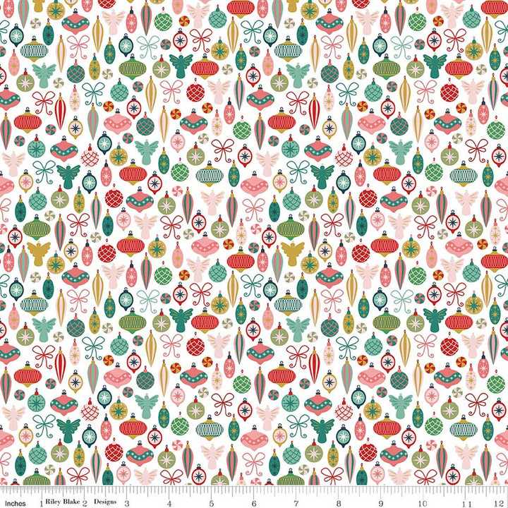 Nutcracker Tradition Snow Vintage Ornament Toss Cotton Fabric