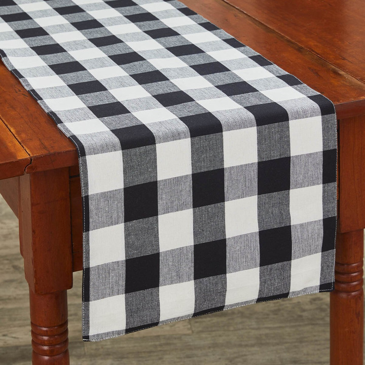Wicklow Check Backed Table Runner 72"L - Black & Cream