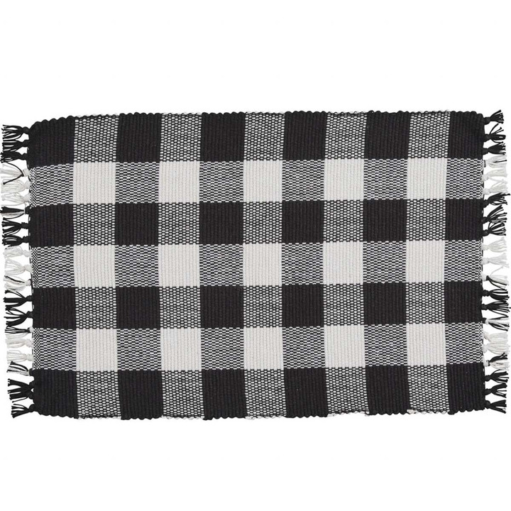 Wicklow Check Yarn Placemat - Black & Cream