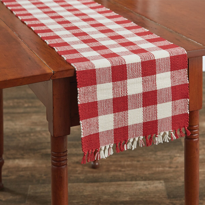 Wicklow Check Table Runner - 54"L - Red&Cream