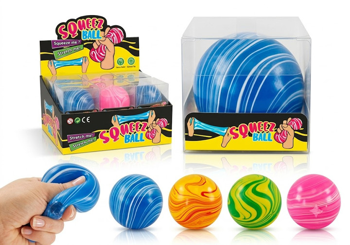 Squeez Ball Marble Swirl Stretch Toy – Assorted Colors
