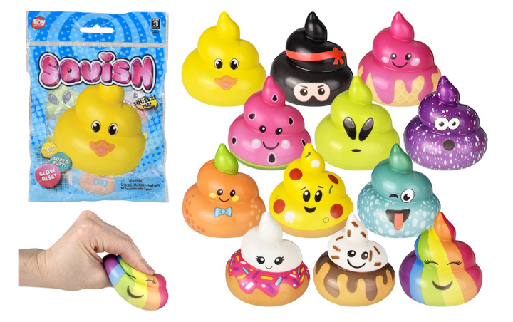 Squish Emoji Poop Slow Rise Foam Toy 3" - Assorted (Mystery)