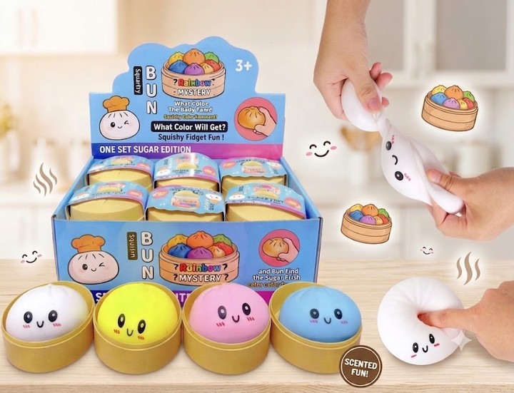 3" Standard Dumpling Squishy – Stress Relief Squeeze Toy -Assorted 