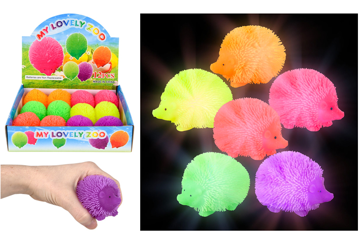 3" Small Light-Up Puffer Hedgehog – Flashing LED Tactile Sensory Toy