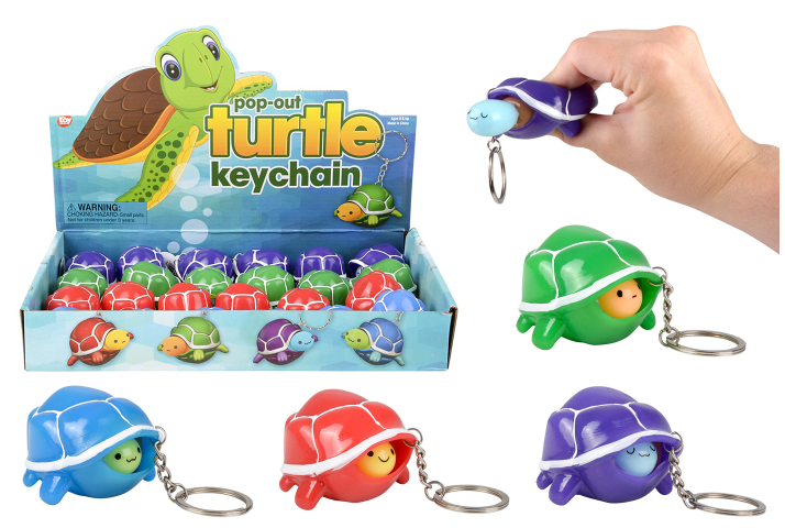 2" Pop-Out Turtle Keychain – Squeeze-Activated Peekaboo 