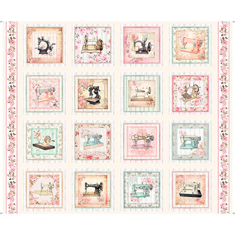 Sew Shabby Chic Vintage Sewing Machine Patch Fabric