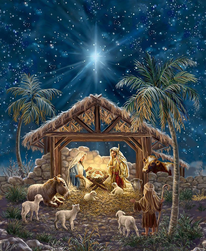 Peace & Harmony Nativity Panel Fabric