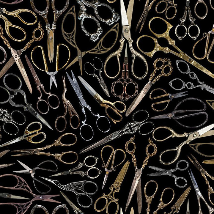 Vintage Embroidery Scissors Cotton Fabric