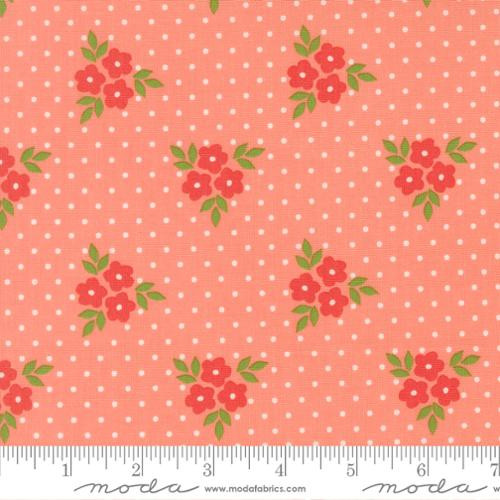 Poinsettia and Pear Carnation Petite Floral Dot Cotton Fabric