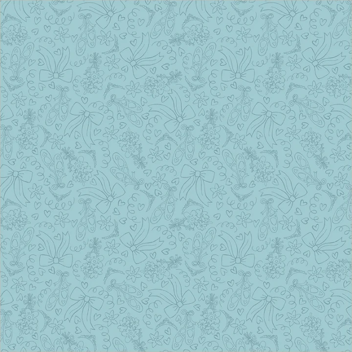 Twirling Tutus Aqua Ballet Icons Cotton Fabric