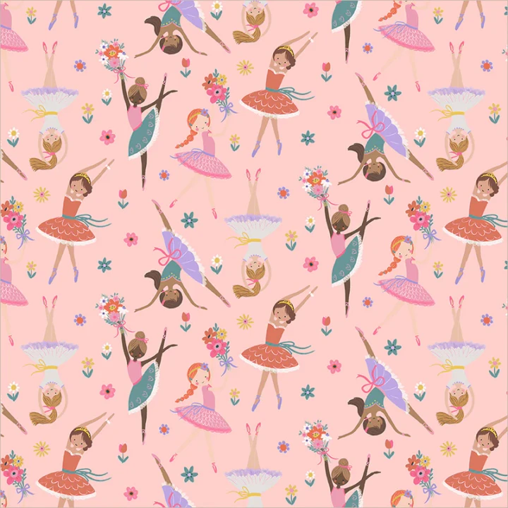 Twirling Tutus Blush Little Ballerinas Cotton Fabric