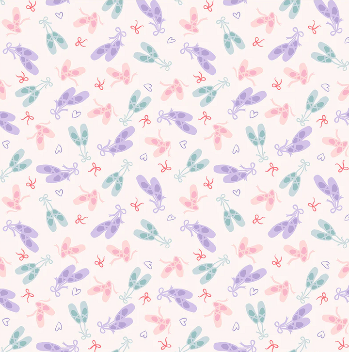 Twirling Tutus White En Pointe Ballet Slippers Cotton Fabric
