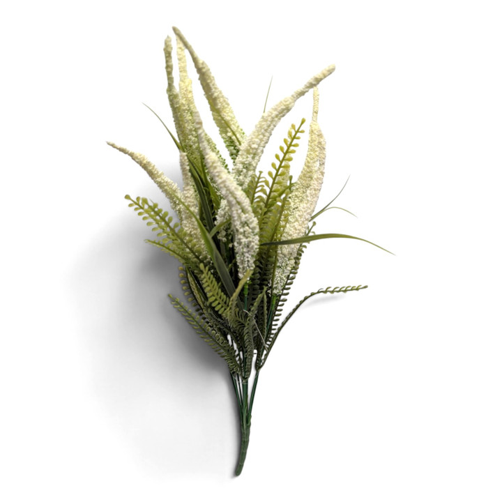 Veronica Spike Bush with Bead Grass - White