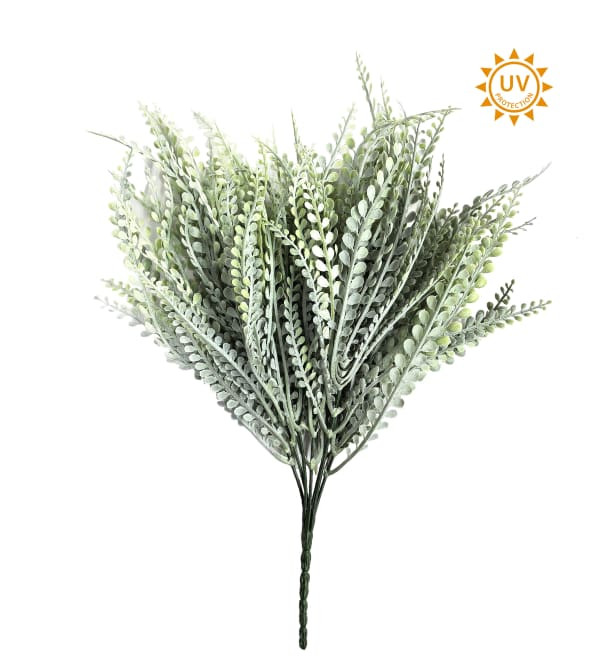 15" Frosted Sage Green Bead Grass Bush (UV)