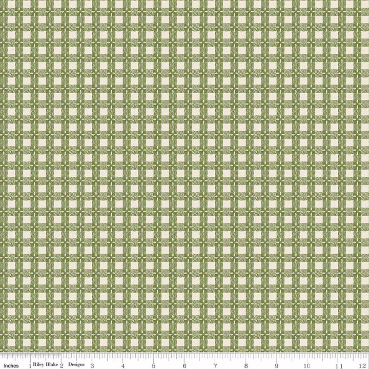 Baked with Love Olive Tablecloth Plaid Cotton Fabric