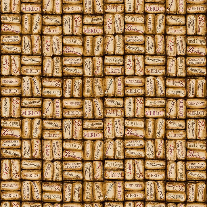Wine Corks Novelty Cotton Fabric