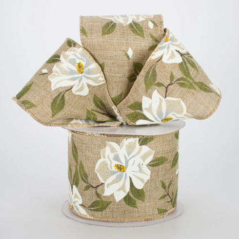Magnolia Ribbon: Natural 2.5"