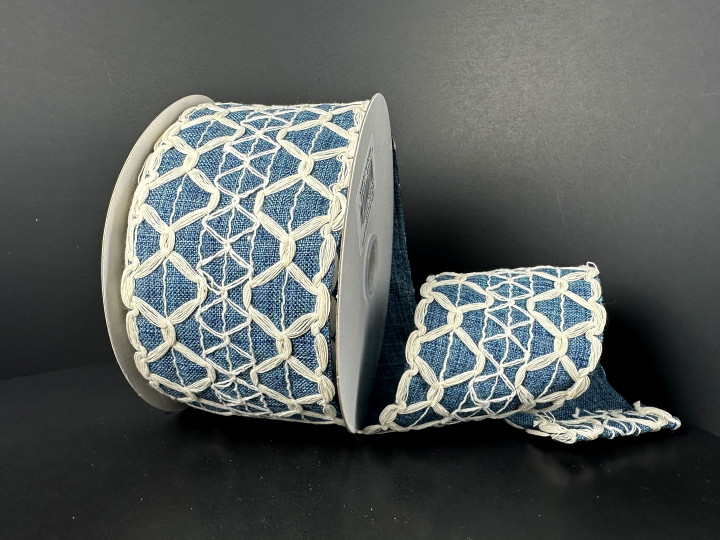 Ivy Denim Scallop Ribbon 2.5" 