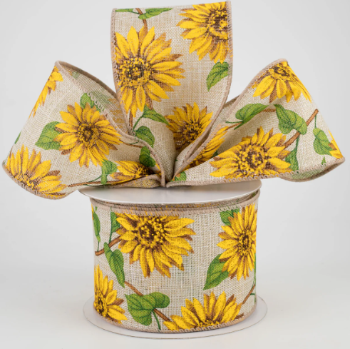 Natural Sunflower Ribbon 2.5"