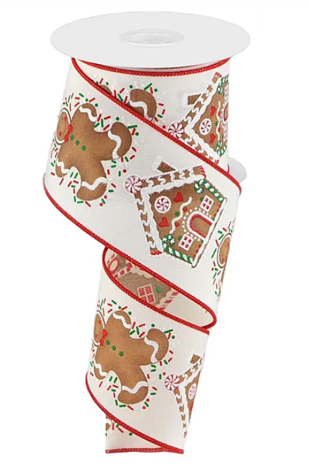 Gingerbread Man & House Ribbon 2.5"