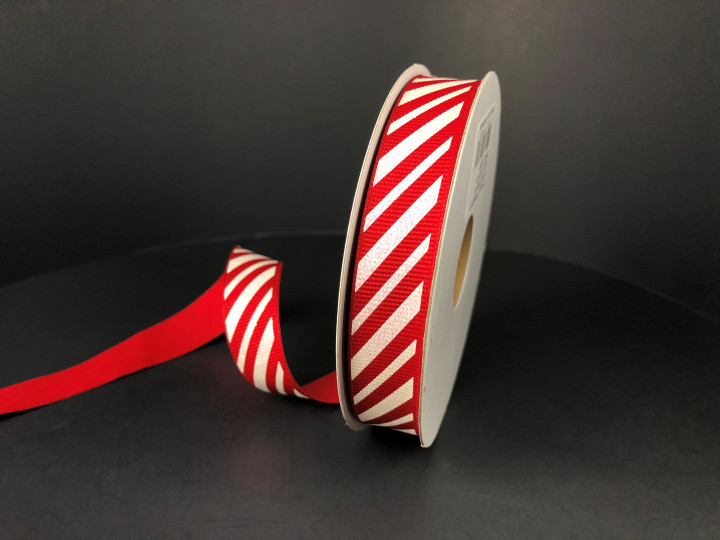 Red & White Glitter Candy Cane Stripe Ribbon 5/8" X 10YD