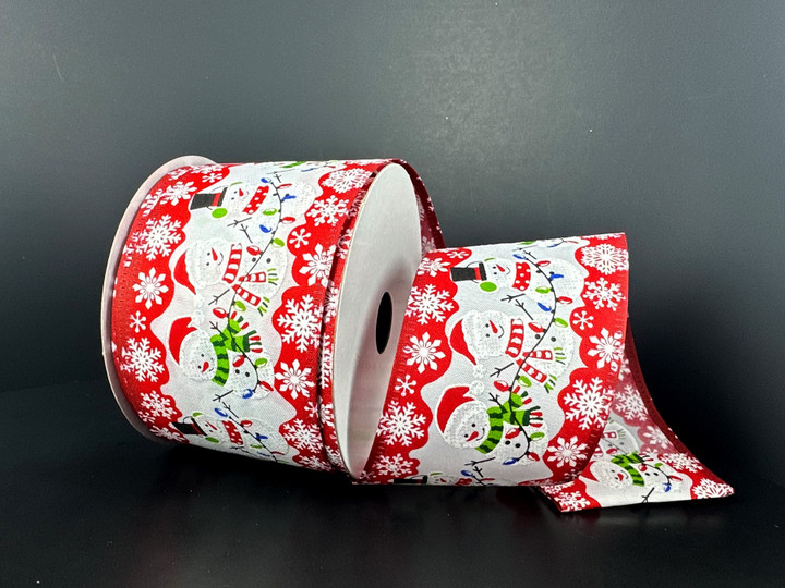 Decorating Snowmen Wired Ribbon 2.5"