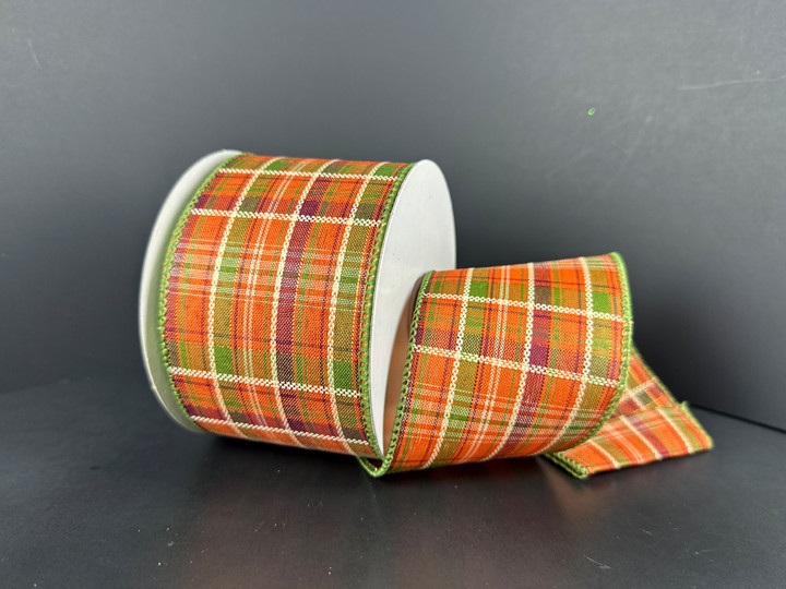 Fall Homespun Plaid Wired Ribbon 2.5"