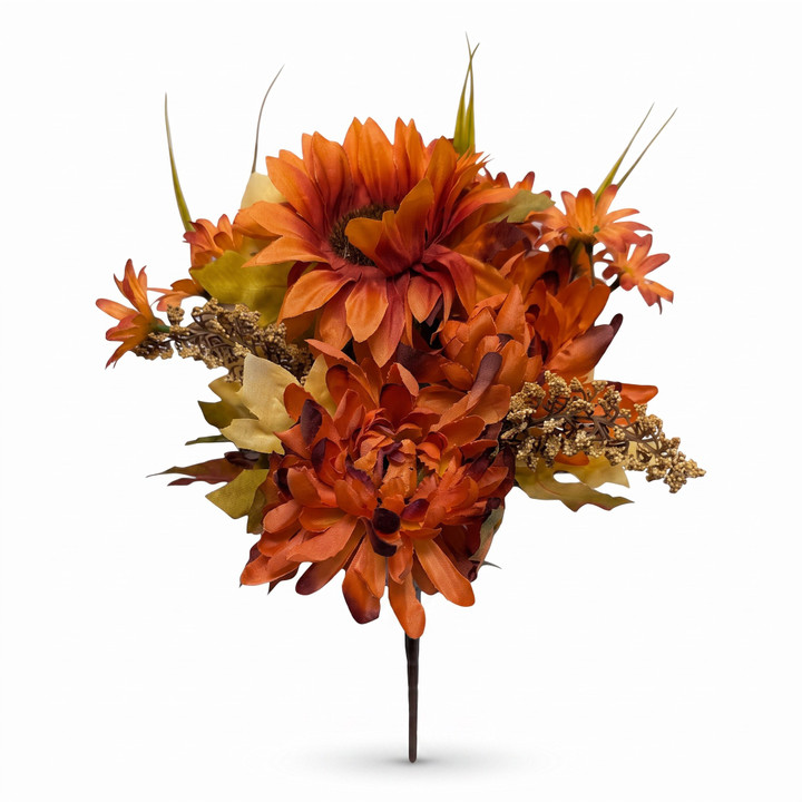 Autumn Mum & Sunflower Mixed Bush 14" – Harvest Orange