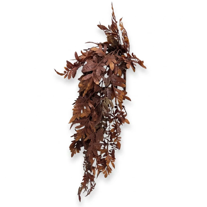 30" Rust Brown Fern Leaf Hanging Bush