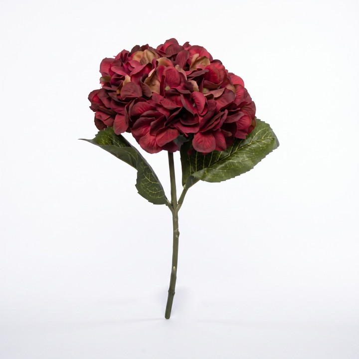 18" Dark Red Hydrangea Stem