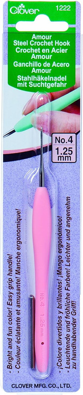 Clover Amour Steel Crochet Hook – Size No. 4 (1.25mm) Pink