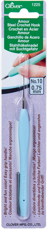 Clover Amour Steel Crochet Hook – Size No. 10 (0.75mm) Aqua Blue