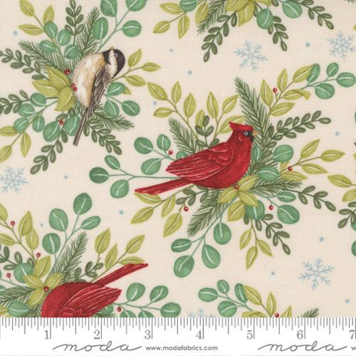 When Snow Falls Winter Cardinals & Chickadees Cotton Fabric