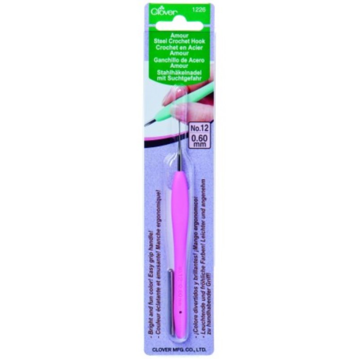 Clover Amour Steel Crochet Hook – Size No. 12 (0.60mm) Light Pink