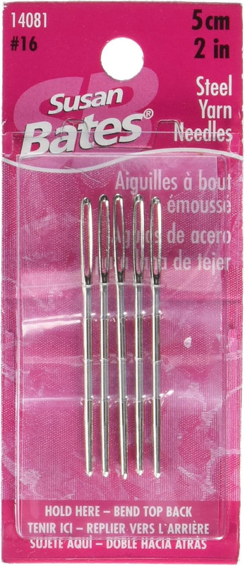 Susan Bates 2" Steel Yarn Needles – Size #16 (5cm) - Pack of 5