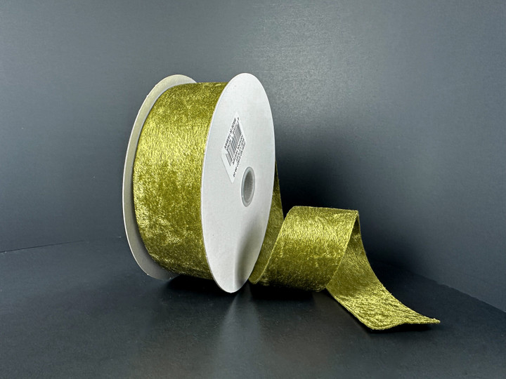 Moss Lush Unwired Crushed Velvet Ribbon 1.5"