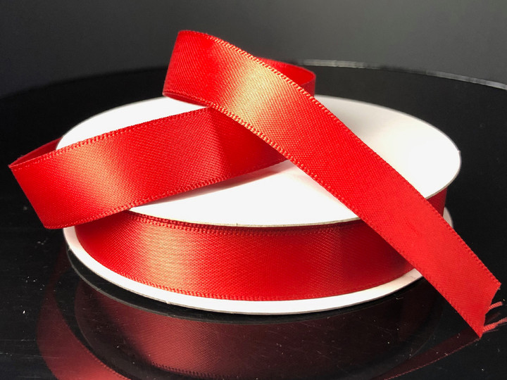 Red Unwired Double Face Satin Ribbon 5/8" X 25YD