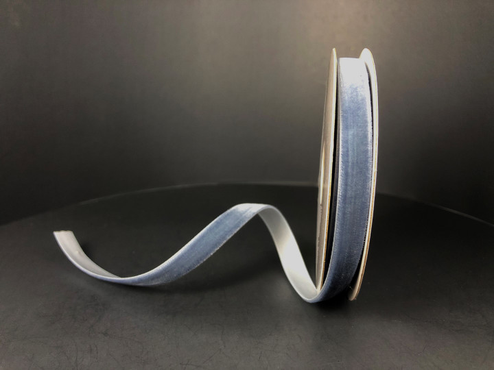 Dusty Blue Woven Vintage Velvet Ribbon 3/8" X 10YD