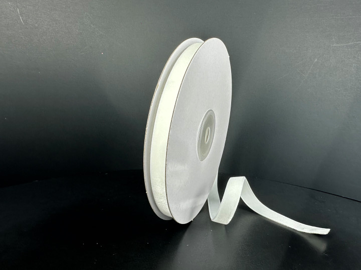 White Woven Vintage Velvet Ribbon 3/8" X 10YD