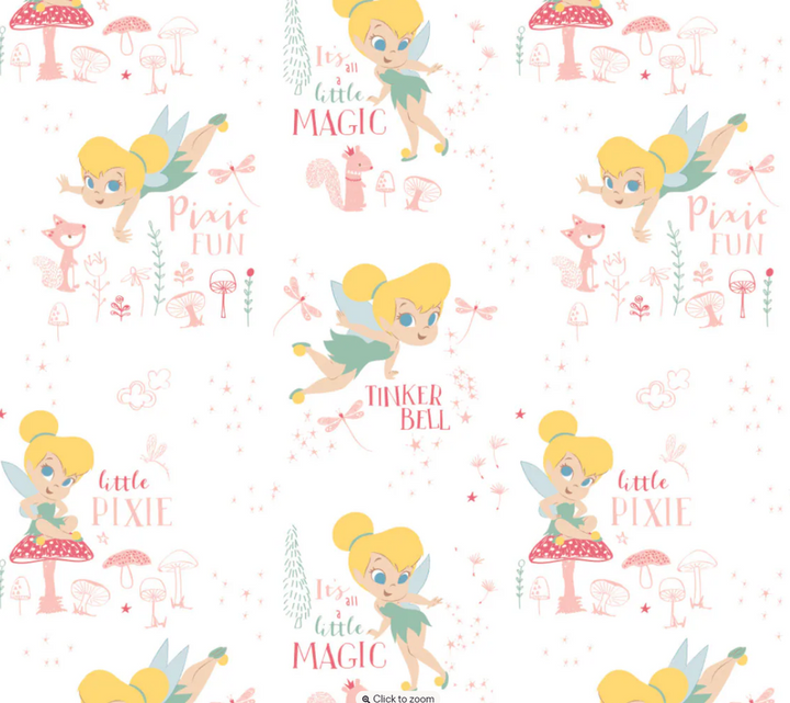 OFFICIAL LICENSED Disney Tinker Bell Pixie Magic Cotton Fabric