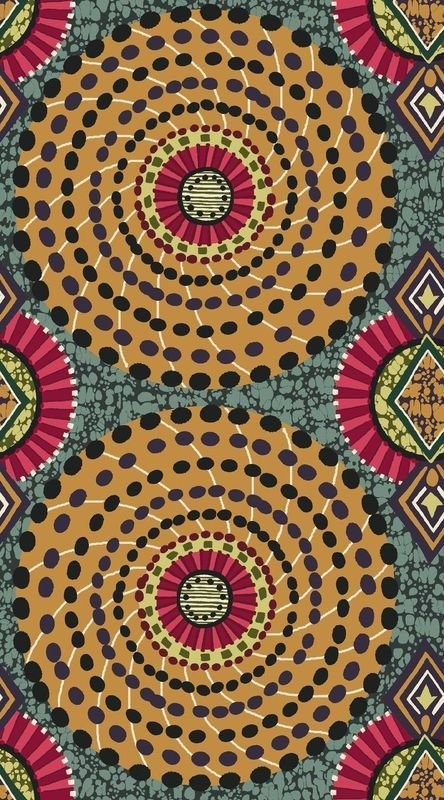 58" Wide Gold Metallic African Circle Print Cotton Fabric